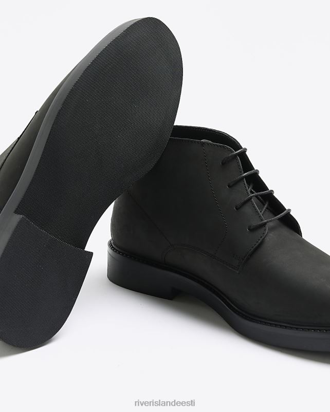 jalatsid must mehed River Island laia nööriga chukka saapad 44TLL2732
