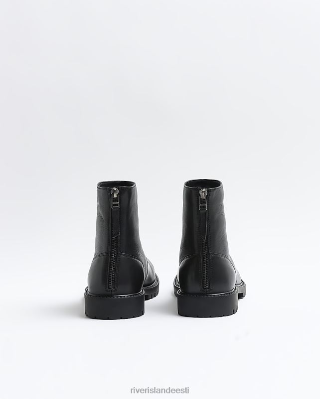 jalatsid must mehed River Island nahast lukuga saapad 44TLL5587