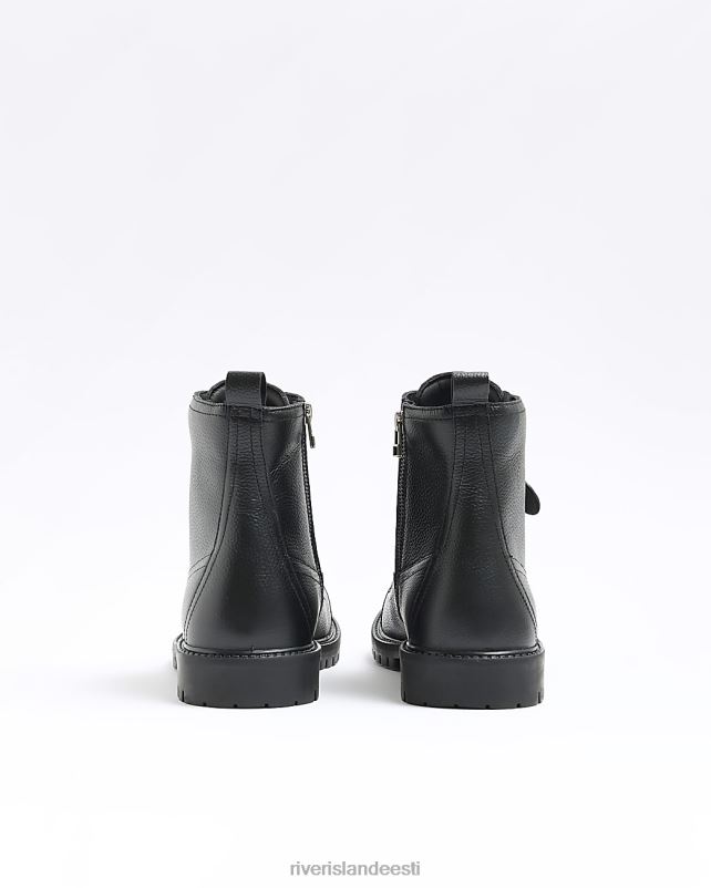 jalatsid must mehed River Island nahast võitlussaapad 44TLL2693