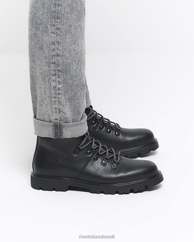 jalatsid must mehed River Island poleeritud matkasaapad 44TLL2785