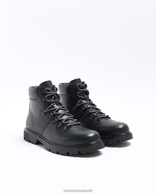 jalatsid must mehed River Island poleeritud matkasaapad 44TLL2785