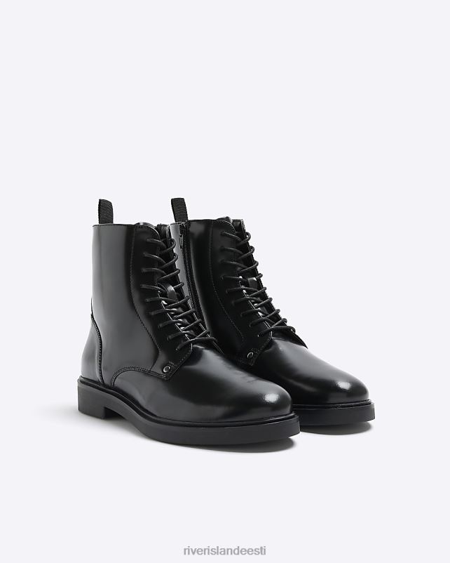 jalatsid must mehed River Island poleeritud nahast rattasaapad 44TLL5593