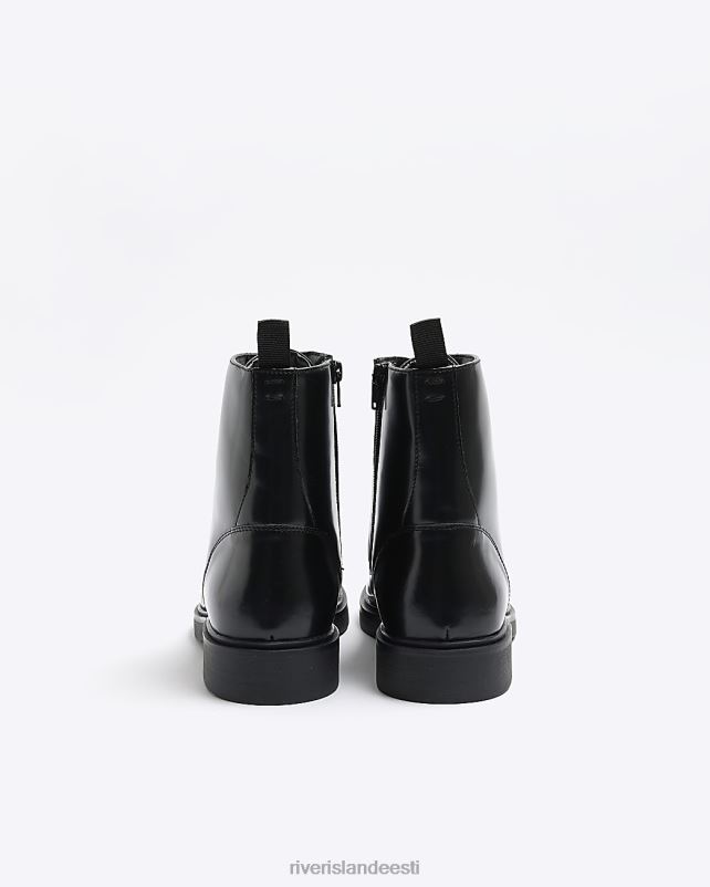 jalatsid must mehed River Island poleeritud nahast rattasaapad 44TLL5593