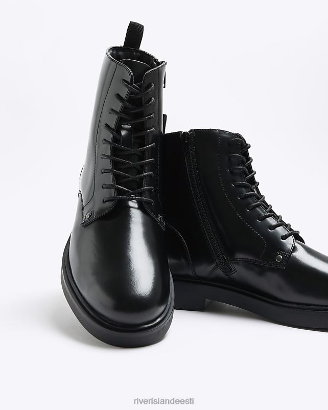 jalatsid must mehed River Island poleeritud nahast rattasaapad 44TLL5593