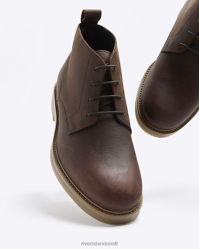 jalatsid pruun mehed River Island laia nööriga chukka saapad 44TLL2731