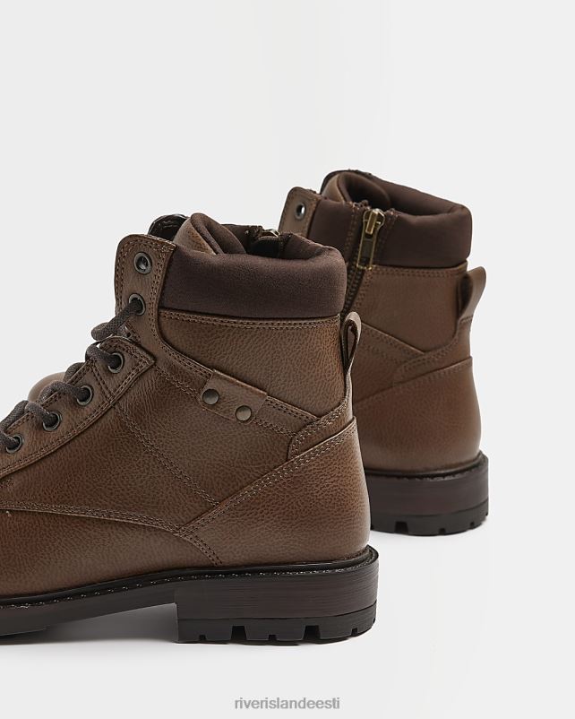 jalatsid pruun mehed River Island nööriga saapad 44TLL5835