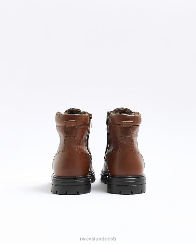 jalatsid pruun mehed River Island nahast polsterdatud kraega saapad 44TLL2718