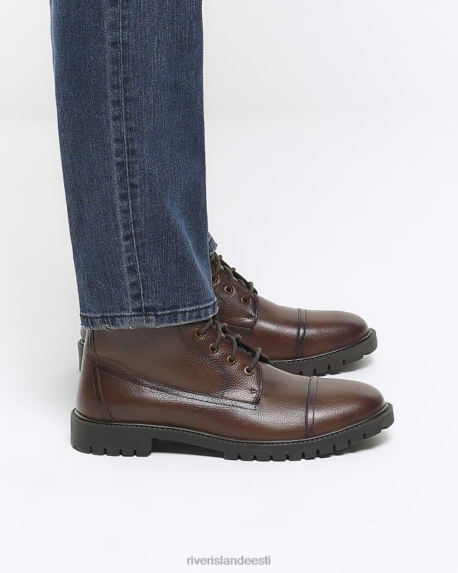 jalatsid pruun mehed River Island nahast võitlussaapad 44TLL2694