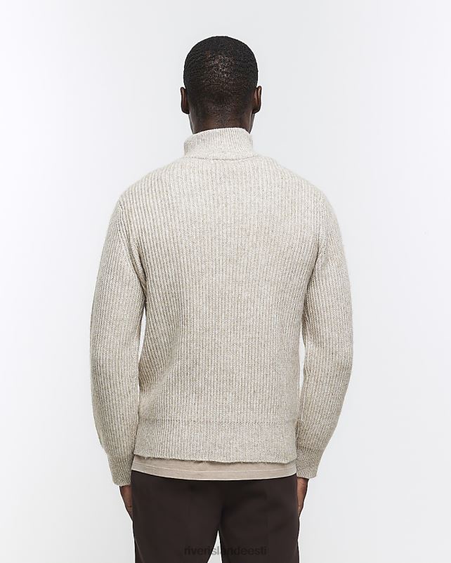 kehakate beež mehed River Island slim fit pehme ribilehtri džemper 44TLL2414