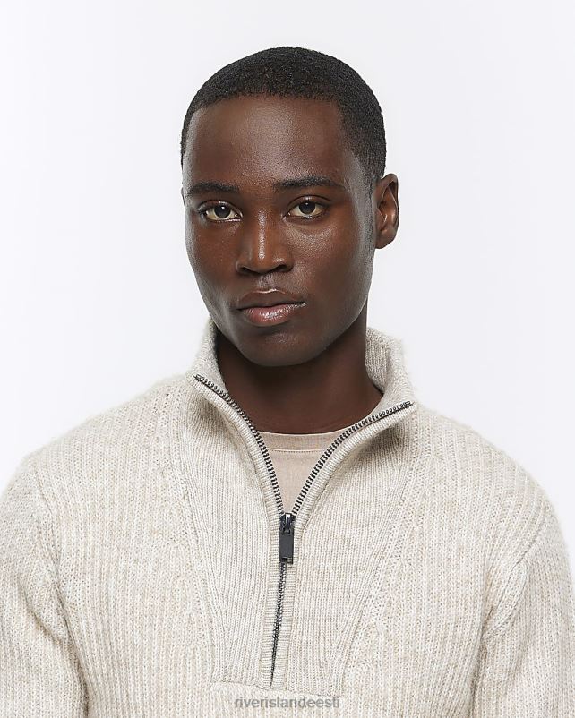 kehakate beež mehed River Island slim fit pehme ribilehtri džemper 44TLL2414