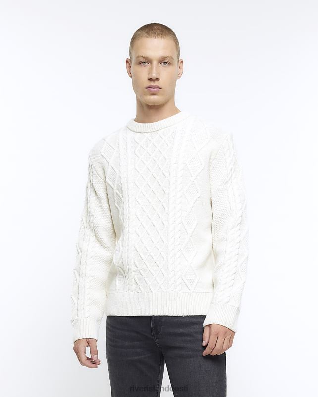 kehakate ekru mehed River Island slim fit kaabliga kootud kampsun 44TLL2389