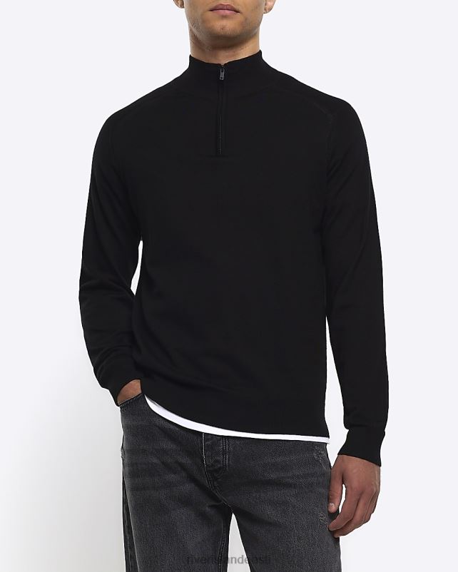 kehakate must mehed River Island Slim fit kootud veerandtõmblukuga kampsun 44TLL2406