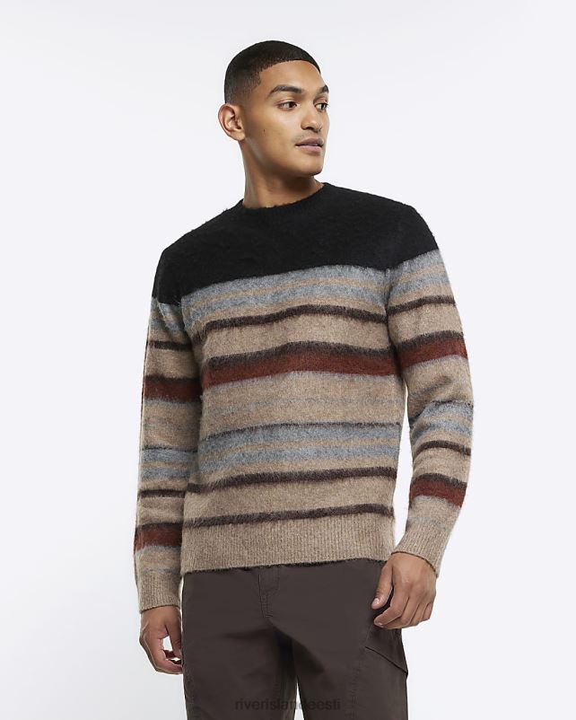 kehakate must mehed River Island slim fit triibuline kampsun 44TLL5635