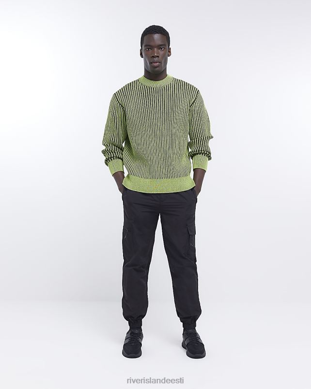 kehakate roheline mehed River Island tavalise istumisega põimitud soonikuga džemper 44TLL2737