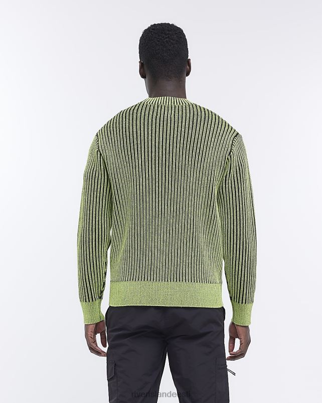 kehakate roheline mehed River Island tavalise istumisega põimitud soonikuga džemper 44TLL2737