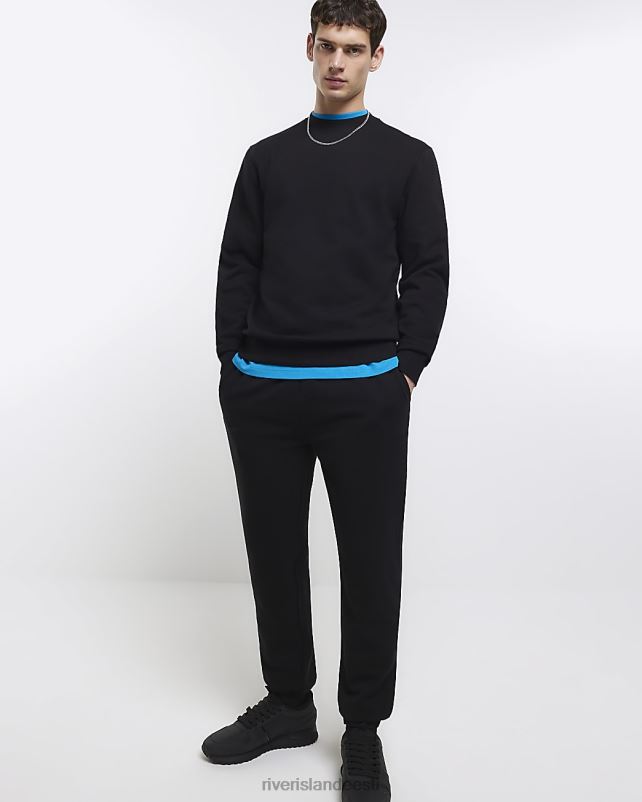 kehakate must mehed River Island slim fit sörkijad 44TLL5456