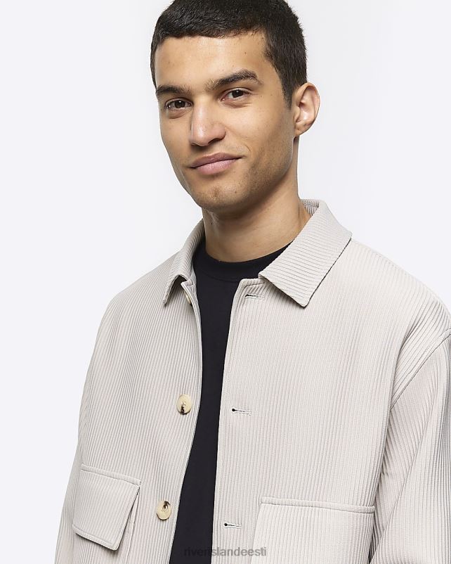 kehakate ekru mehed River Island tavalise sobivusega plisse harringtoni jope 44TLL5674