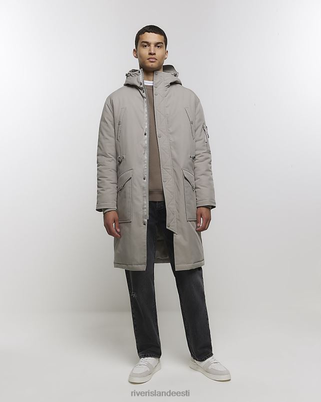 kehakate hall mehed River Island kapuutsiga õngejada parka jope 44TLL2504