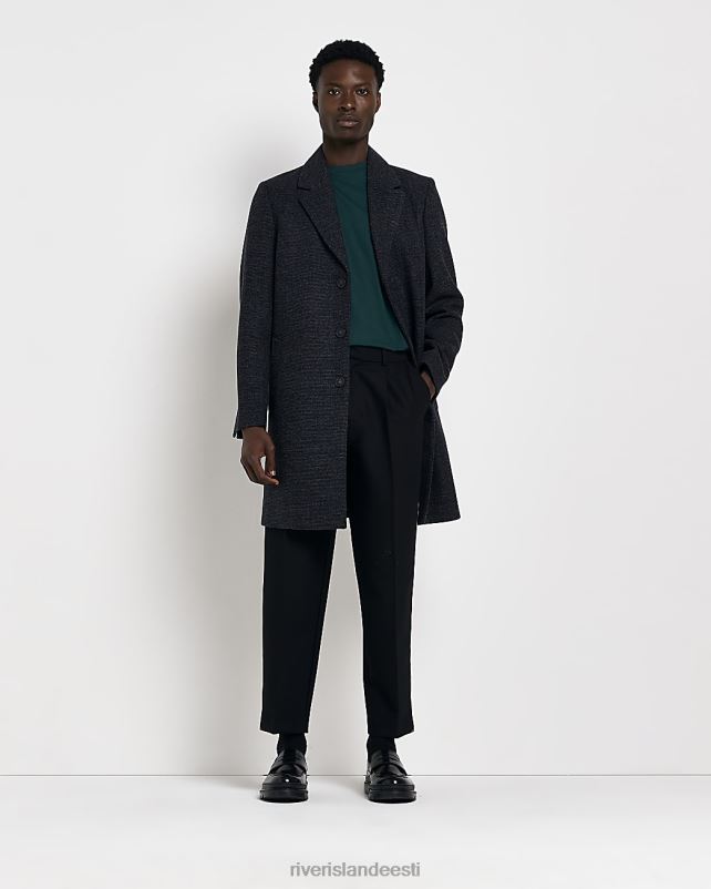 kehakate hall mehed River Island toimne nööp läbi villasegu mantli 44TLL2452