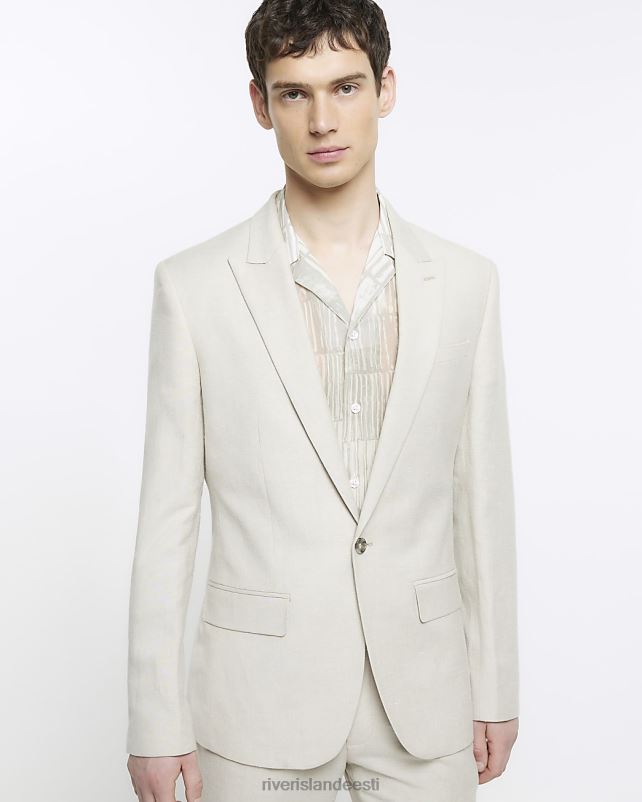 kehakate kivi mehed River Island slim fit linasest segust ülikonnajope 44TLL2859