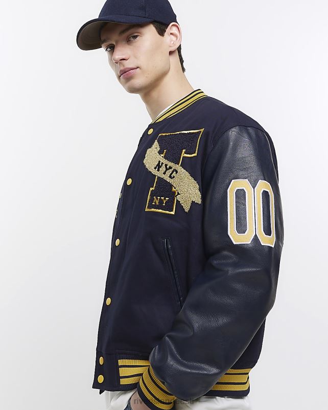 kehakate merevägi mehed River Island tikitud ülikooli bomber jope 44TLL5831