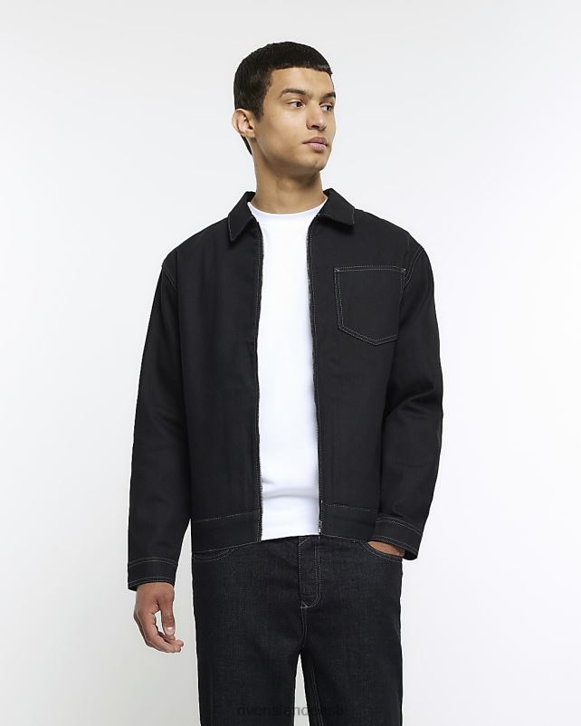 kehakate must mehed River Island Tavalise tõmblukuga teksajakk 44TLL5743