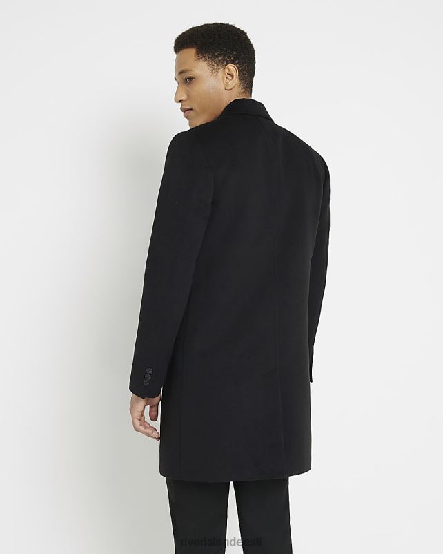 kehakate must mehed River Island ühe rinnaga mantel 44TLL5900