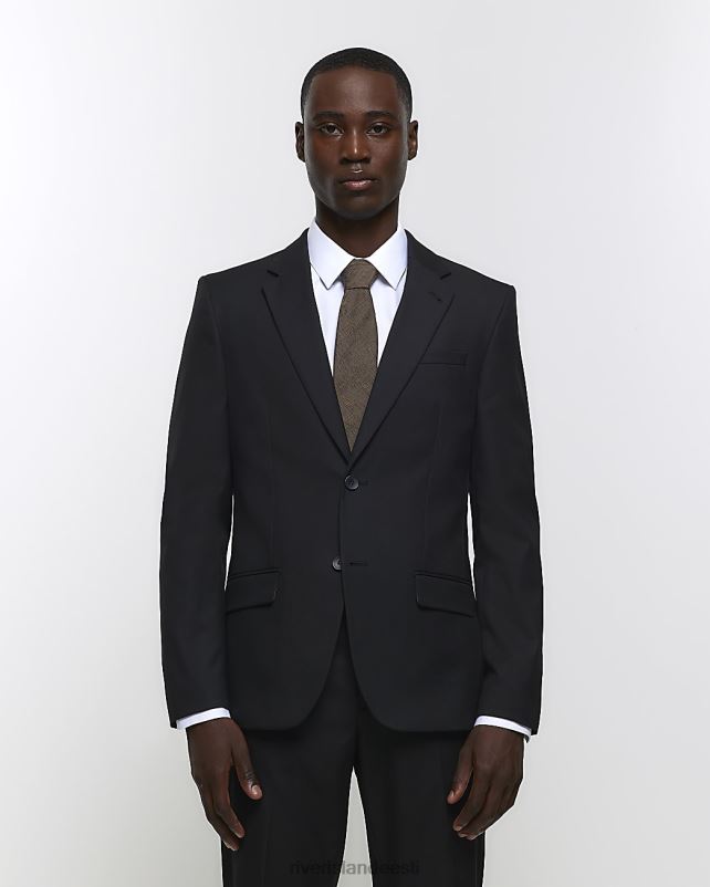 kehakate must mehed River Island skinny fit toimse ülikonna jope 44TLL2744