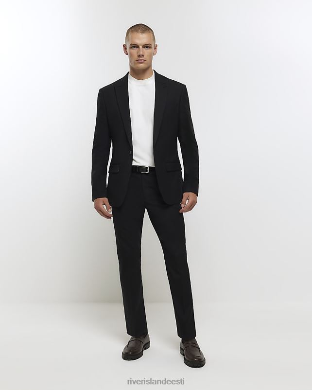 kehakate must mehed River Island slim fit villasegune ülikond jakk 44TLL2727