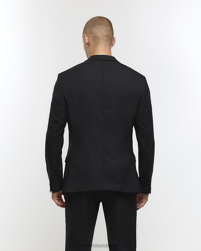 kehakate must mehed River Island slim fit villasegune ülikond jakk 44TLL2727