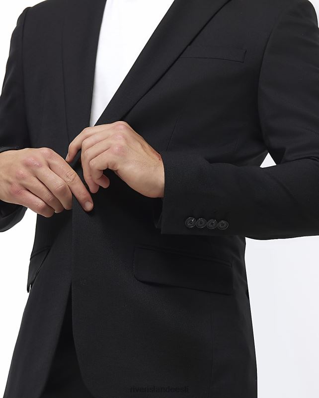 kehakate must mehed River Island slim fit villasegune ülikond jakk 44TLL2727