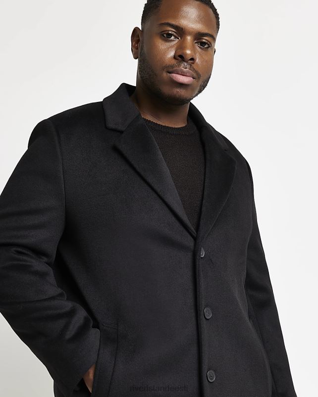 kehakate must mehed River Island suur ja kõrge tavaline villane mantel 44TLL5976