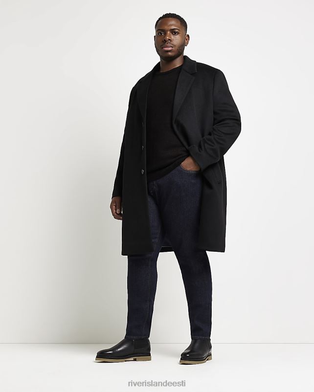 kehakate must mehed River Island suur ja kõrge tavaline villane mantel 44TLL5976