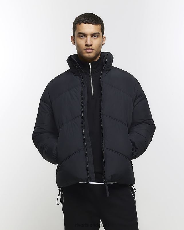 kehakate must mehed River Island tavalise sobivusega lehtriga puffjakk 44TLL5522