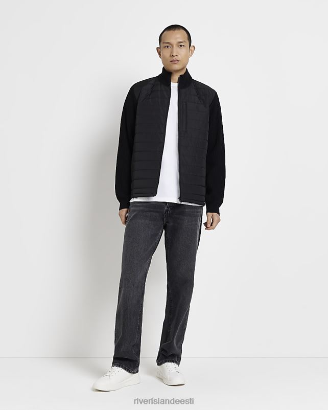 kehakate must mehed River Island tavalise sobivusega tepitud lukuga jope 44TLL5895