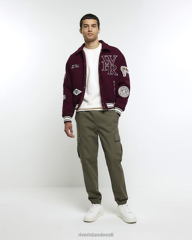kehakate punane mehed River Island tavalise sobivusega ülikooli bomber jope 44TLL2698