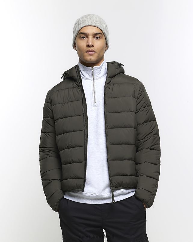 kehakate roheline mehed River Island tavalise sobivusega kapuutsiga puffjakk 44TLL2739