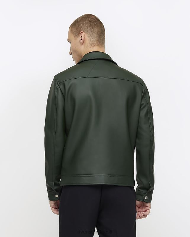 kehakate roheline mehed River Island tavalise sobivusega kunstnahast lääne jope 44TLL5380