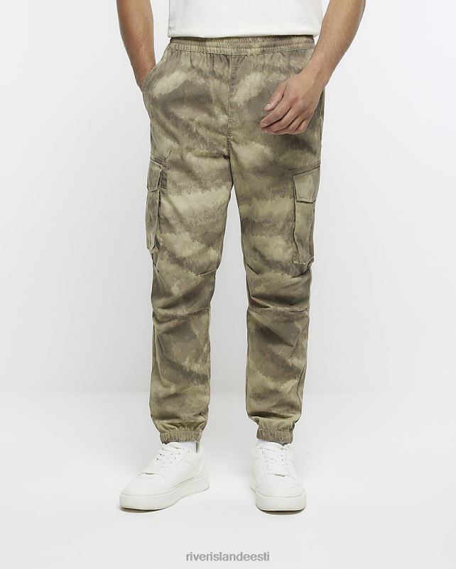 kehakate khaki mehed River Island tavalised camo cargo püksid 44TLL5783