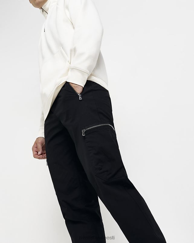 kehakate must mehed River Island õhukesed tõmblukuga püksid 44TLL3087