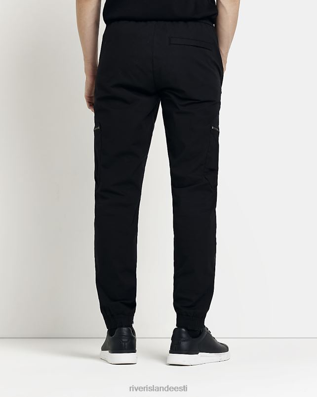 kehakate must mehed River Island õhukesed tõmblukuga püksid 44TLL3087