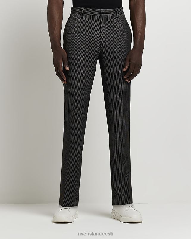 kehakate must mehed River Island ülikiired triibulised ülikonnapüksid 44TLL3013