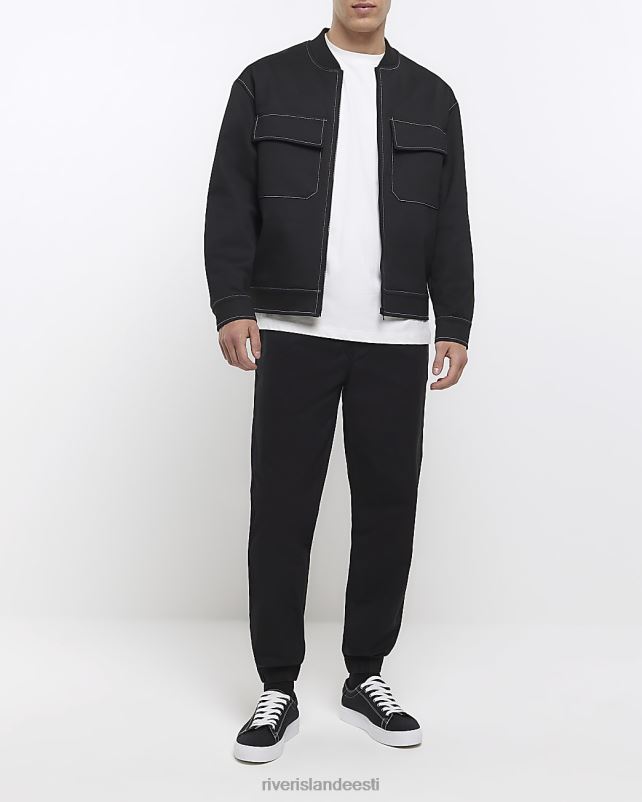 kehakate must mehed River Island mansettidega püksid, millel on tavaline istuvus 44TLL2729