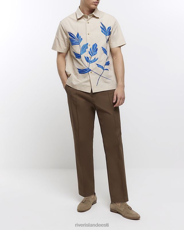 kehakate pruun mehed River Island kitseneva kujuga nutikad püksid 44TLL2491