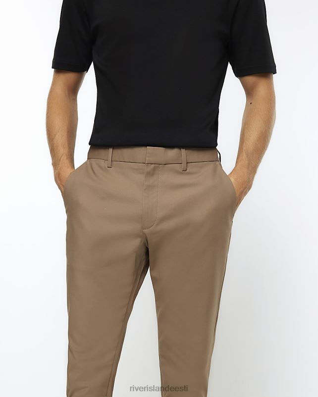 kehakate pruun mehed River Island slim fit smart chino püksid 44TLL2404