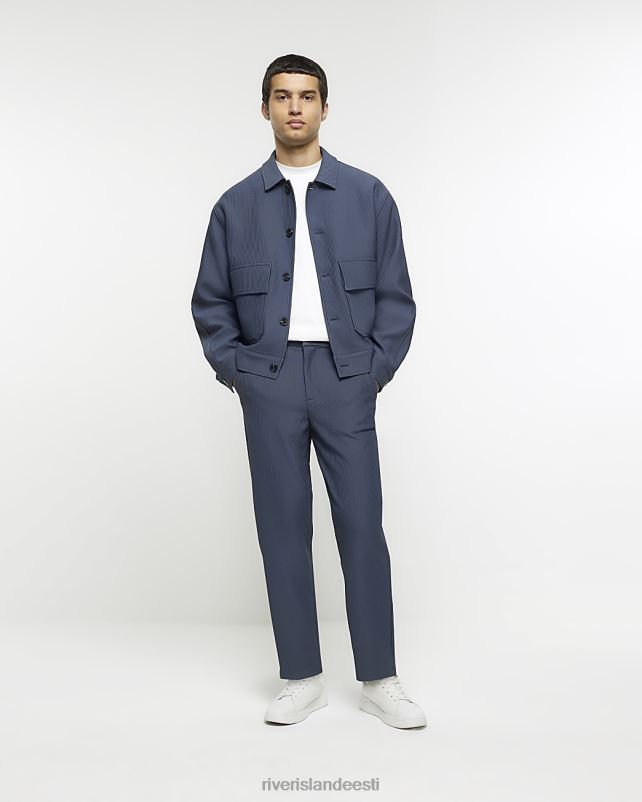 kehakate sinine mehed River Island kitseneva istmega plisse nutikad püksid 44TLL2373