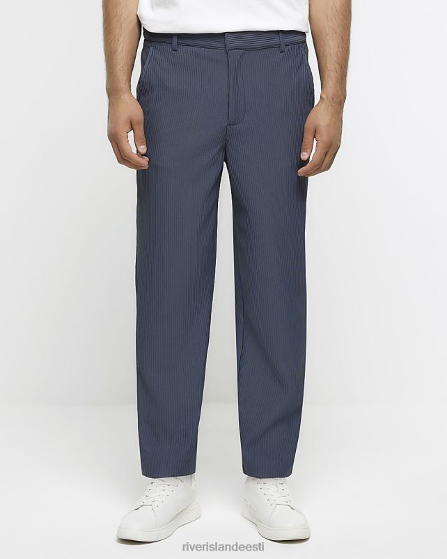 kehakate sinine mehed River Island kitseneva istmega plisse nutikad püksid 44TLL2373