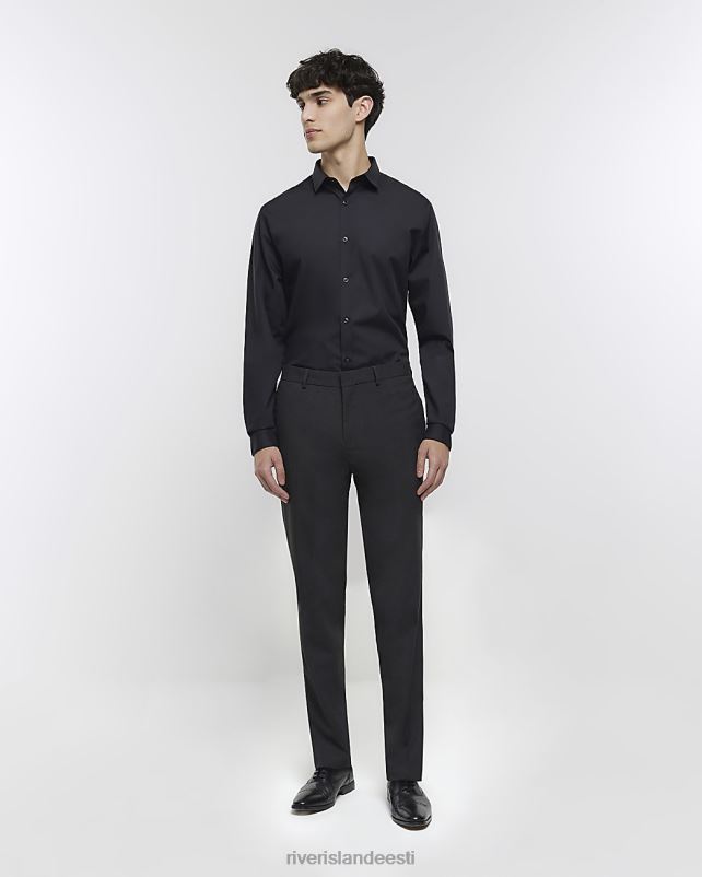 kehakate tumehall mehed River Island slim fit ülikonnapüksid 44TLL2488