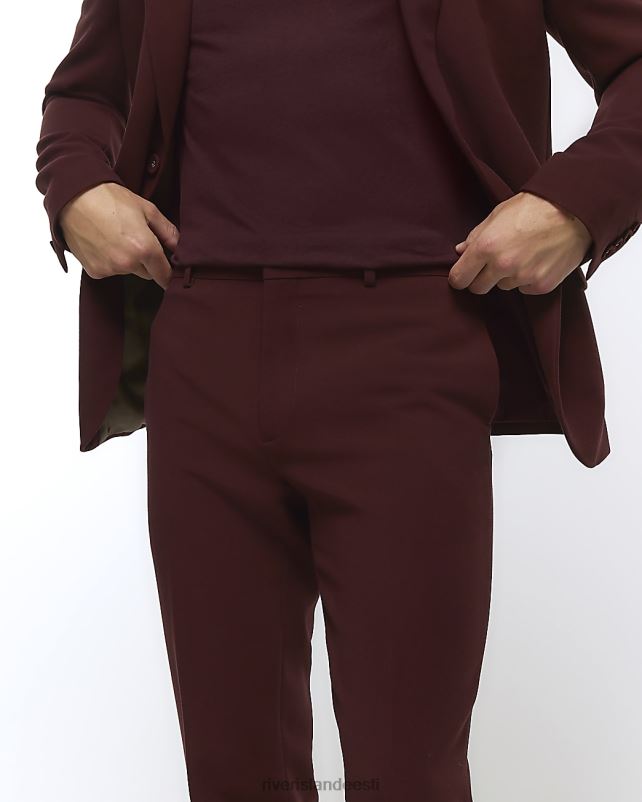 kehakate tumepunane mehed River Island slim fit ülikonnapüksid 44TLL2462