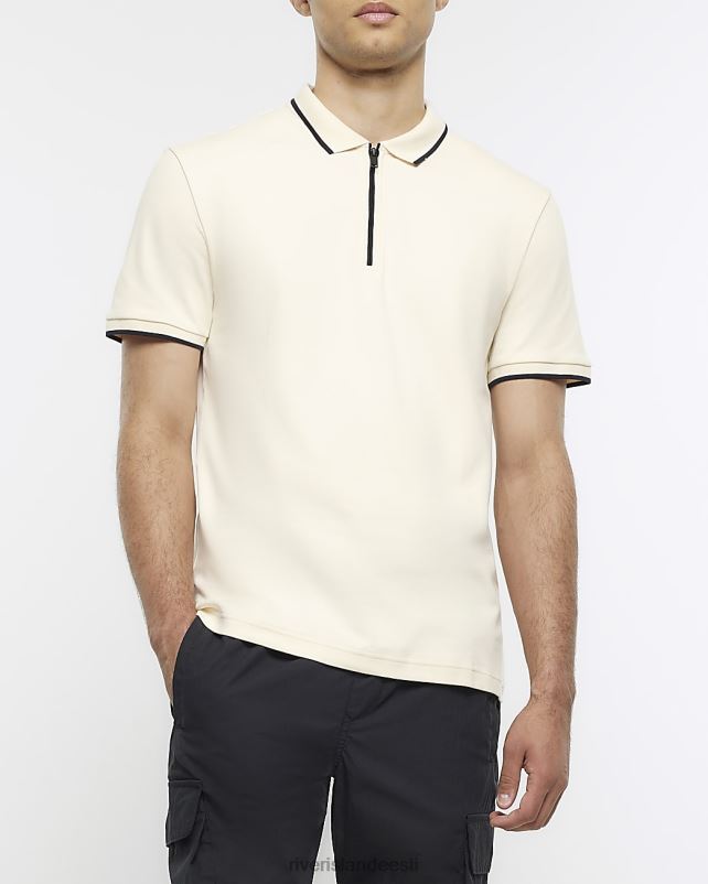 kehakate ekru mehed River Island slim fit interlock teibitud polo 44TLL2501
